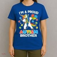 I'm A Proud Autism Brother Dabbing Unicorn T-Shirt thumb 4