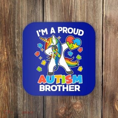 I'm A Proud Autism Brother Dabbing Unicorn Coaster