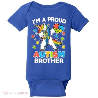 I'm A Proud Autism Brother Dabbing Unicorn Baby Bodysuit