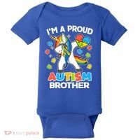 I'm A Proud Autism Brother Dabbing Unicorn Baby Bodysuit thumb 0