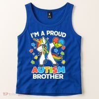 I'm A Proud Autism Brother Dabbing Unicorn Tank Top thumb 2