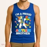 I'm A Proud Autism Brother Dabbing Unicorn Tank Top thumb 3