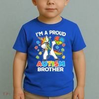 I'm A Proud Autism Brother Dabbing Unicorn Toddler T-Shirt thumb 2