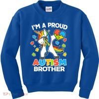 I'm A Proud Autism Brother Dabbing Unicorn Kids Sweatshirt thumb 0
