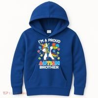 I'm A Proud Autism Brother Dabbing Unicorn Kids Hoodie thumb 0