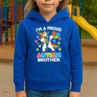 I'm A Proud Autism Brother Dabbing Unicorn Kids Hoodie thumb 3