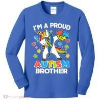 I'm A Proud Autism Brother Dabbing Unicorn Kids Long Sleeve Shirt thumb 0