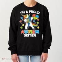 I'm A Proud Autism Sister Dabbing Unicorn Women's Sweatshirt thumb 0