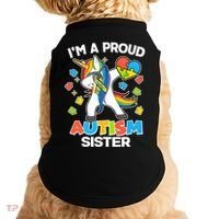 I'm A Proud Autism Sister Dabbing Unicorn Doggie Tank thumb 0
