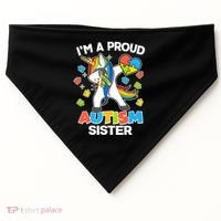 I'm A Proud Autism Sister Dabbing Unicorn USA-Made Doggie Bandana thumb 0