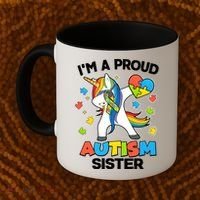I'm A Proud Autism Sister Dabbing Unicorn Coffee Mug thumb 2