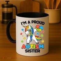 I'm A Proud Autism Sister Dabbing Unicorn Coffee Mug thumb 4