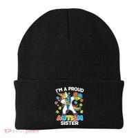 I'm A Proud Autism Sister Dabbing Unicorn Beanie thumb 0