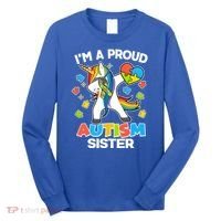 I'm A Proud Autism Sister Dabbing Unicorn Long Sleeve Shirt thumb 0