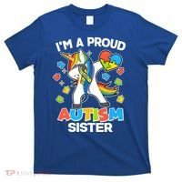 I'm A Proud Autism Sister Dabbing Unicorn T-Shirt thumb 0