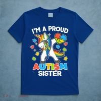 I'm A Proud Autism Sister Dabbing Unicorn T-Shirt thumb 5