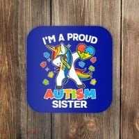 I'm A Proud Autism Sister Dabbing Unicorn Coaster thumb 0