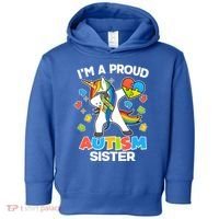 I'm A Proud Autism Sister Dabbing Unicorn Toddler Hoodie thumb 0