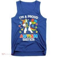 I'm A Proud Autism Sister Dabbing Unicorn Tank Top thumb 0