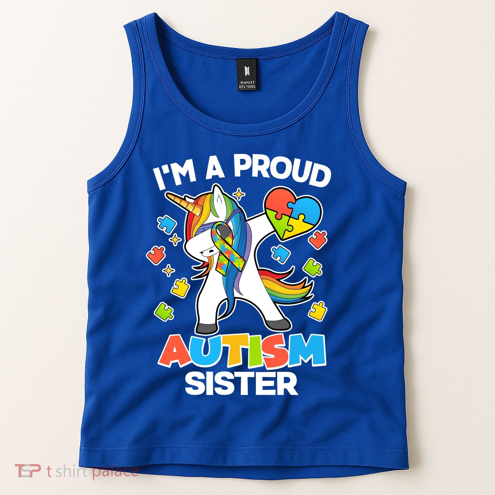 I'm A Proud Autism Sister Dabbing Unicorn Tank Top