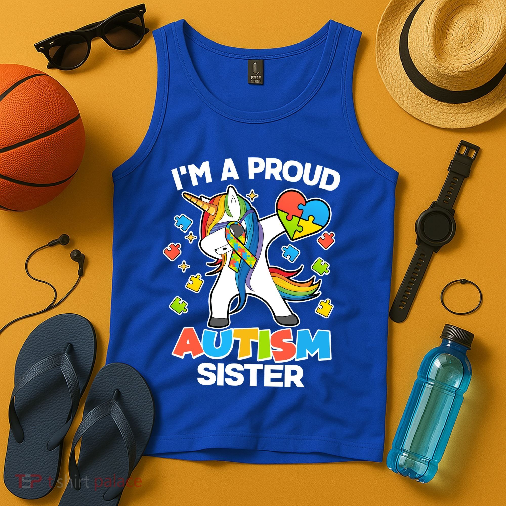 I'm A Proud Autism Sister Dabbing Unicorn Tank Top
