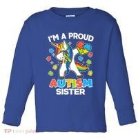I'm A Proud Autism Sister Dabbing Unicorn Toddler Long Sleeve Shirt thumb 0