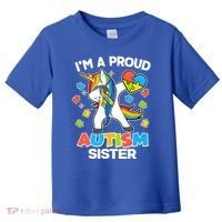 I'm A Proud Autism Sister Dabbing Unicorn Toddler T-Shirt thumb 0