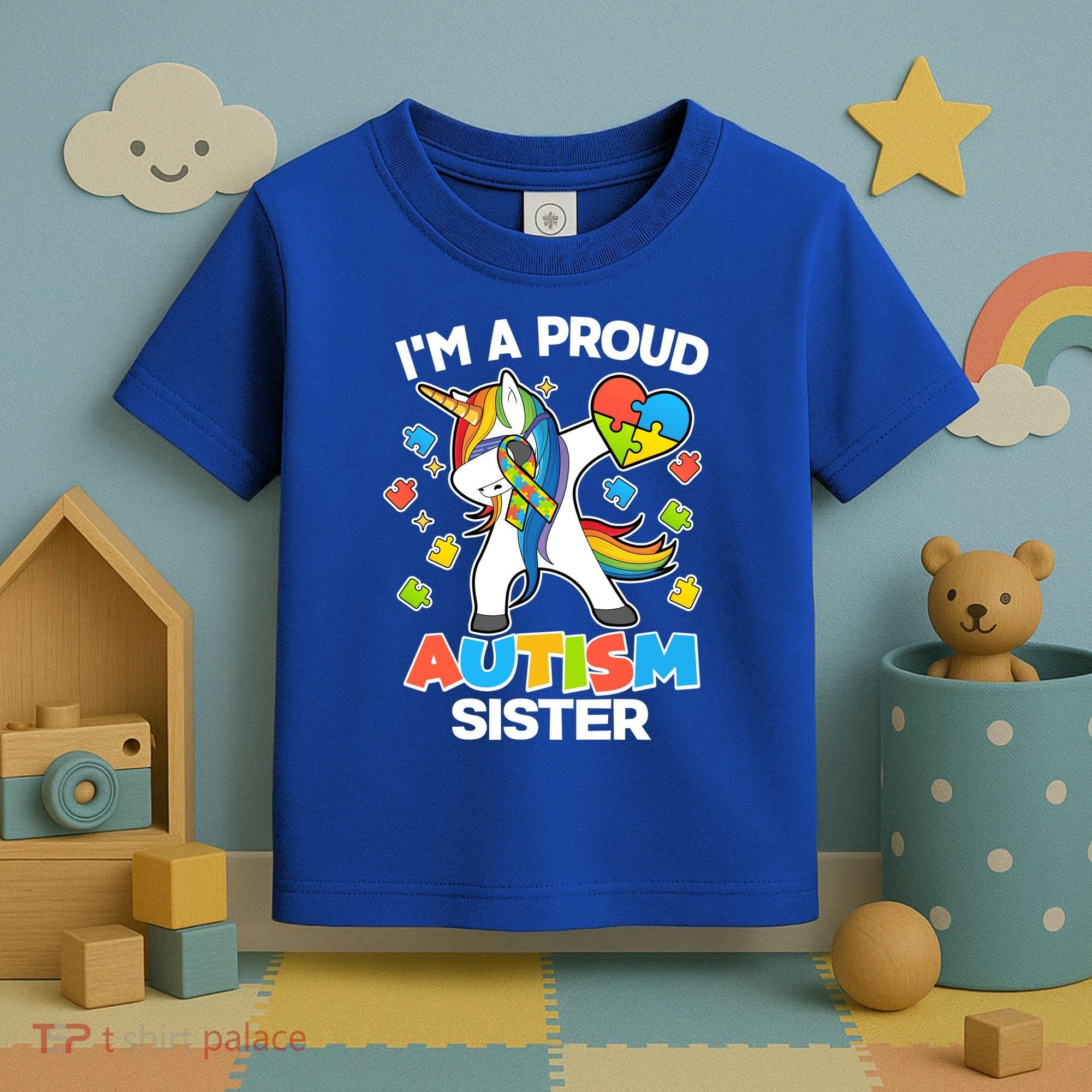 I'm A Proud Autism Sister Dabbing Unicorn Toddler T-Shirt