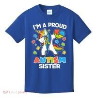 I'm A Proud Autism Sister Dabbing Unicorn Kids T-Shirt thumb 0