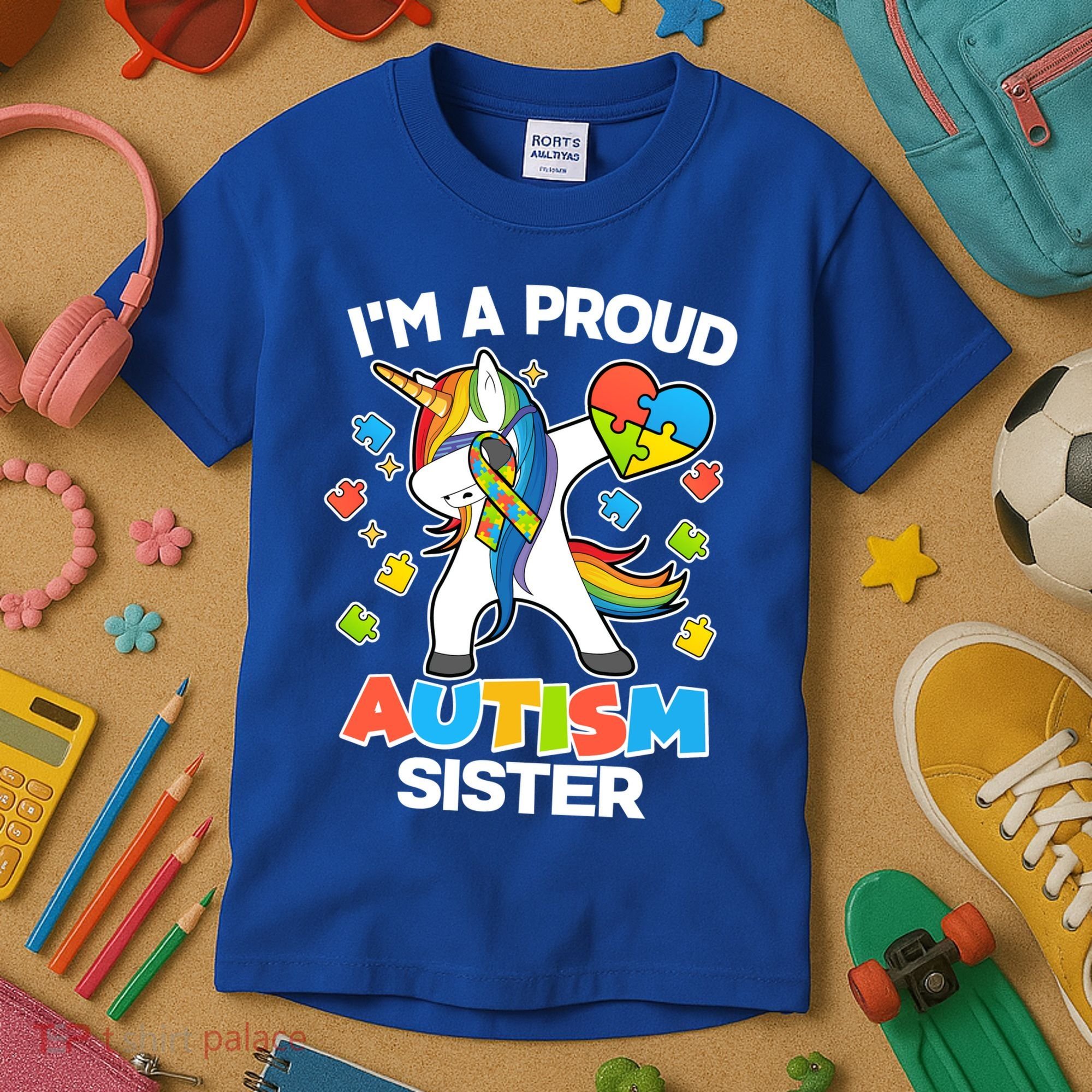 I'm A Proud Autism Sister Dabbing Unicorn Kids T-Shirt