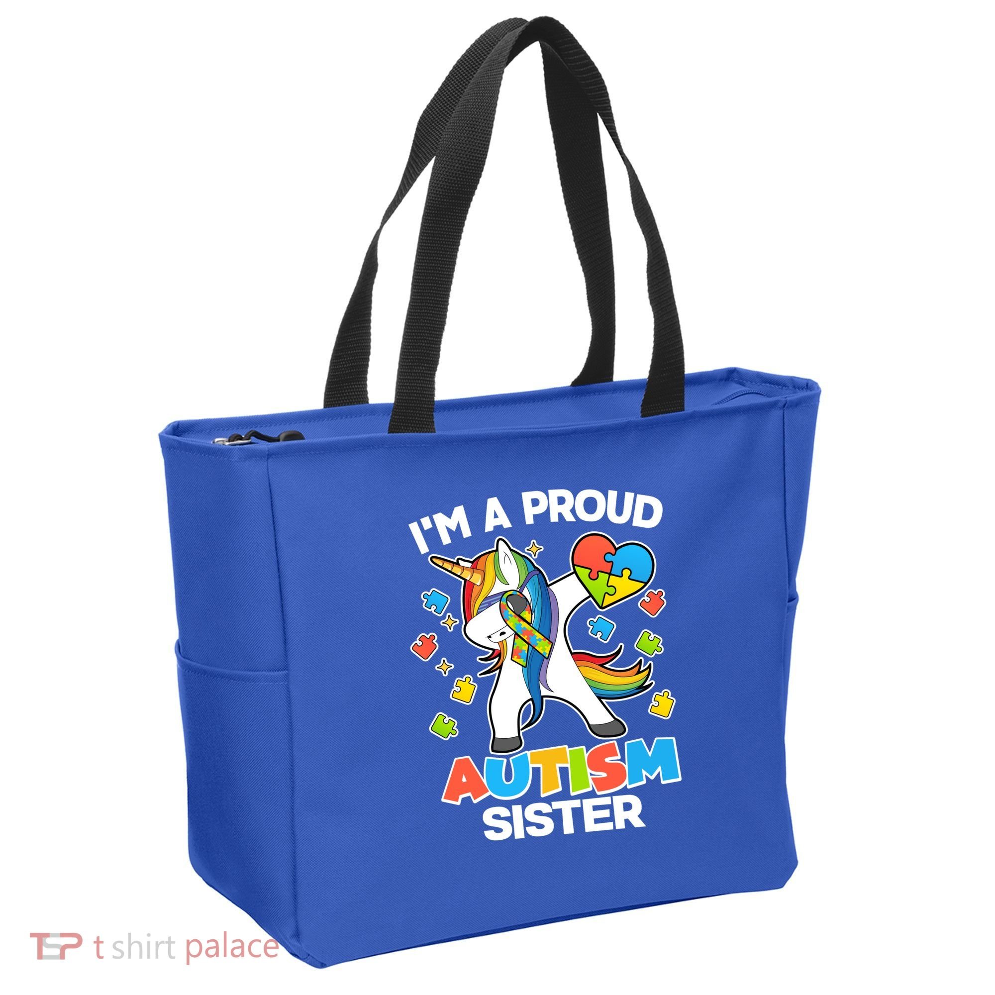 I'm A Proud Autism Sister Dabbing Unicorn Tote Bag