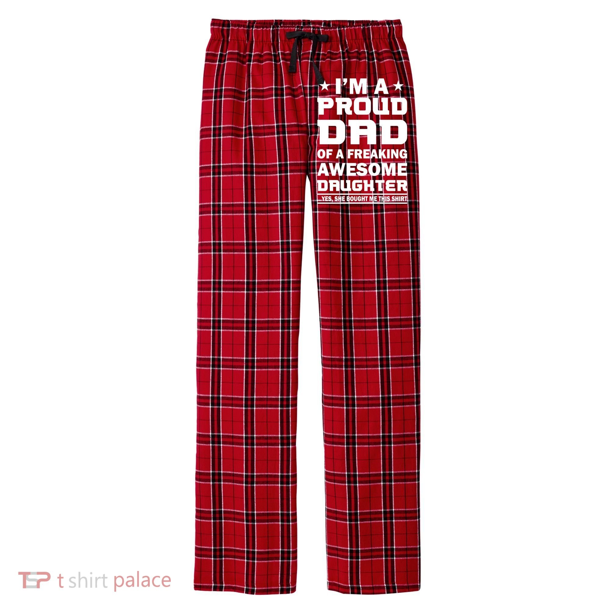 I'm A Proud Dad Of A Freaking Awesome Daughter Men's Flannel Plaid Pajama Pants