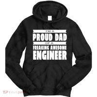 I'm A Proud Dad Of A Freaking Awesome Engineer Tie Dye Hoodie thumb 0