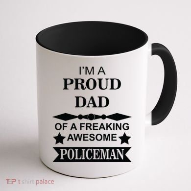 I'm A Proud Dad Of A Freaking Awesome Policeman Coffee Mug back
