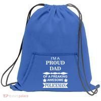 I'm A Proud Dad Of A Freaking Awesome Policeman Sweatshirt Cinch Pack Bag thumb 0