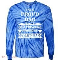 I'm A Proud Dad Of A Freaking Awesome Policeman Tie-Dye Long Sleeve Shirt thumb 0