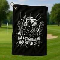 I'm A Sagittarius And Proud Of It Zodiac Birthday Golf Towel thumb 1