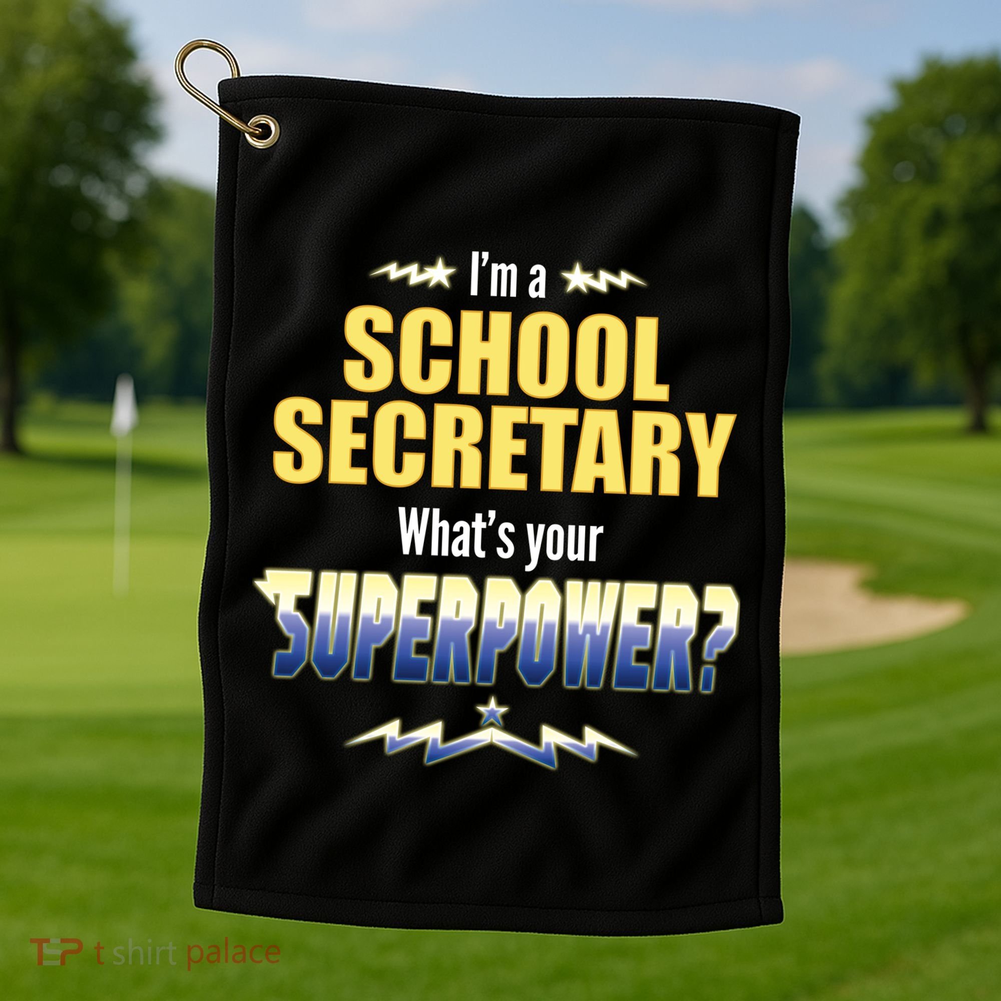 I'm A School Secretary What's Your Superpower? Golf Towel