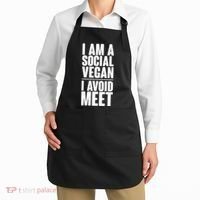 I'm A Social Vegan I Avoid Meet Apron thumb 2