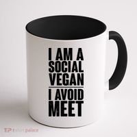 I'm A Social Vegan I Avoid Meet Coffee Mug thumb 1