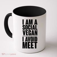 I'm A Social Vegan I Avoid Meet Coffee Mug thumb 0