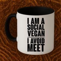 I'm A Social Vegan I Avoid Meet Coffee Mug thumb 2