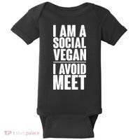 I'm A Social Vegan I Avoid Meet Baby Bodysuit thumb 0