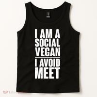 I'm A Social Vegan I Avoid Meet Tank Top thumb 2