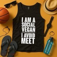 I'm A Social Vegan I Avoid Meet Tank Top thumb 4