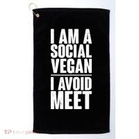 I'm A Social Vegan I Avoid Meet Golf Towel thumb 0