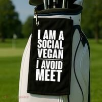 I'm A Social Vegan I Avoid Meet Golf Towel thumb 2