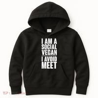 I'm A Social Vegan I Avoid Meet Kids Hoodie thumb 0