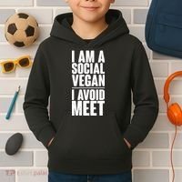 I'm A Social Vegan I Avoid Meet Kids Hoodie thumb 2