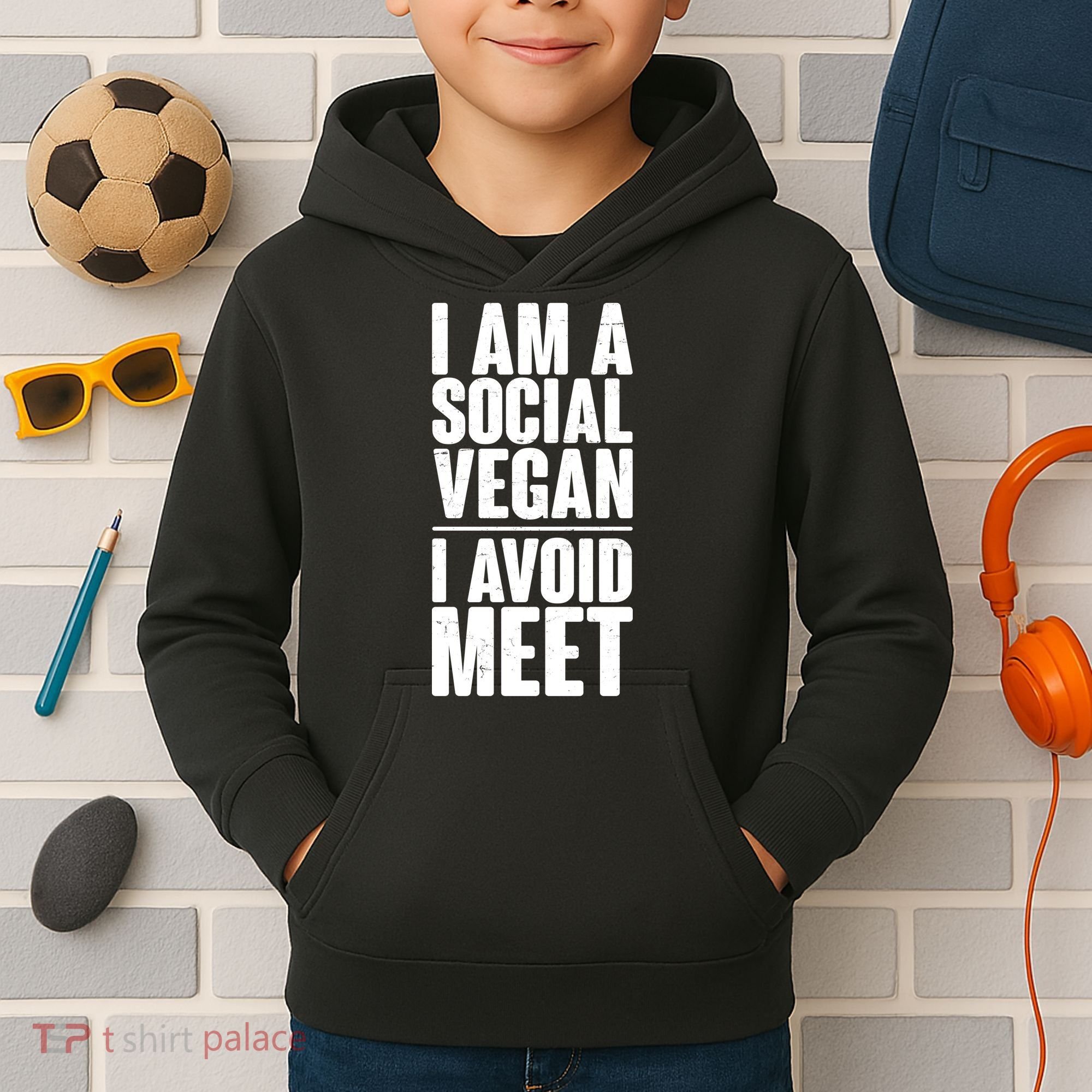 I'm A Social Vegan I Avoid Meet Kids Hoodie